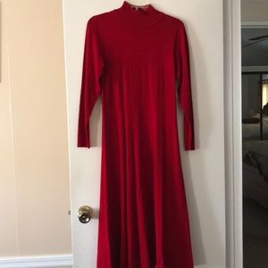 Red long sleeve sweater dress